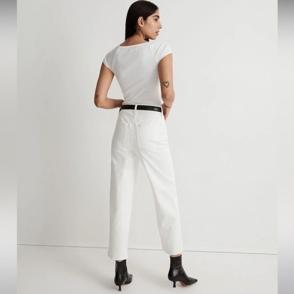 Madewell Perfect Vintage Wide Leg Crop Jeans Size 31 X 27 Tile White Summer - Picture 4 of 12
